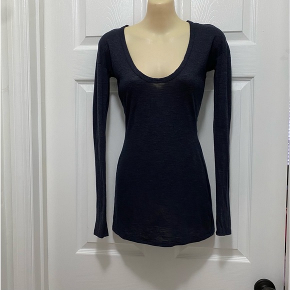 NWOT James Perse Pullover Modal Blend Womens Top Long Sleeve Navy Size 0 (XS) - Picture 1 of 8